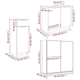 3 Piece Bathroom Cabinet Set Black Engineered Wood - Extra Image