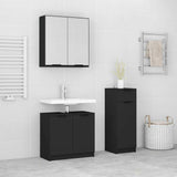 3 Piece Bathroom Cabinet Set Black Engineered Wood