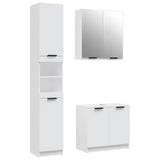 3 Piece Bathroom Cabinet Set White Engineered Wood - Front View