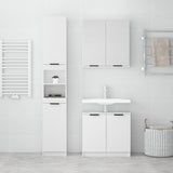 3 Piece Bathroom Cabinet Set White Engineered Wood - Side View