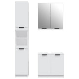 3 Piece Bathroom Cabinet Set White Engineered Wood - 45-Degree Angle