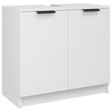 3 Piece Bathroom Cabinet Set White Engineered Wood - Low Angle