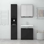 3 Piece Bathroom Cabinet Set Black Engineered Wood