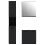3 Piece Bathroom Cabinet Set Black Engineered Wood