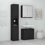 3 Piece Bathroom Cabinet Set Black Engineered Wood