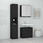 3 Piece Bathroom Cabinet Set Black Engineered Wood