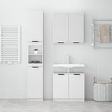 3 Piece Bathroom Cabinet Set High Gloss White Engineered Wood - Side View