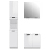 3 Piece Bathroom Cabinet Set High Gloss White Engineered Wood - 45-Degree Angle