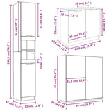 3 Piece Bathroom Cabinet Set High Gloss White Engineered Wood - Extra Image