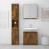 3 Piece Bathroom Cabinet Set Smoked Oak Engineered Wood - Side View