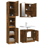 3 Piece Bathroom Cabinet Set Smoked Oak Engineered Wood - Top-Down View