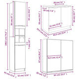 3 Piece Bathroom Cabinet Set Smoked Oak Engineered Wood - Extra Image