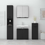 4 Piece Bathroom Cabinet Set Black Engineered Wood