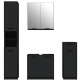 4 Piece Bathroom Cabinet Set Black Engineered Wood