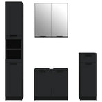 4 Piece Bathroom Cabinet Set Black Engineered Wood