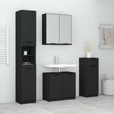 4 Piece Bathroom Cabinet Set Black Engineered Wood