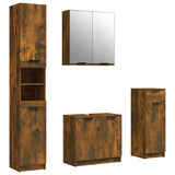 4 Piece Bathroom Cabinet Set Smoked Oak Engineered Wood