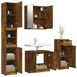 4 Piece Bathroom Cabinet Set Smoked Oak Engineered Wood - Top-Down View