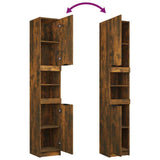 4 Piece Bathroom Cabinet Set Smoked Oak Engineered Wood - Rear View
