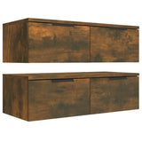 Wall Cabinets 2 pcs Smoked Oak 68x30x20 cm Engineered Wood - Rear View