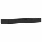 Wall Cabinets 2 pcs Black 102x30x20 cm Engineered Wood - Front View