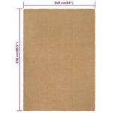 Rug Rectangular Natural 160x230 cm Jute - Rear View