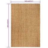 Rug Rectangular Natural 120x180 cm Jute - Rear View