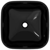 Basin Glass 42x42x14 cm Black - Top-Down View