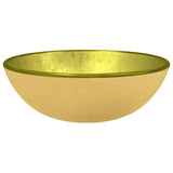 Basin Tempered Glass 35x12 cm Gold - Front View