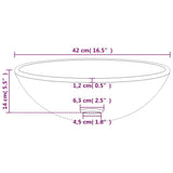 Basin Tempered Glass 42x14 cm Red - 45-Degree Angle