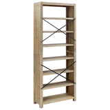 7-Tier Bookcase 80x30x200 cm Solid Wood Acacia - 45-Degree Angle