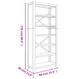 6-Tier Bookcase 80x30x170 cm Solid Wood Acacia - Low Angle