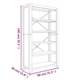 5-Tier Bookcase 80x30x140 cm Solid Wood Acacia - Low Angle