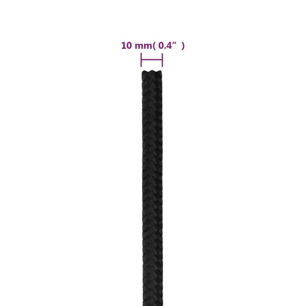 Boat Rope Full Black 10 mm 25 m Polypropylene