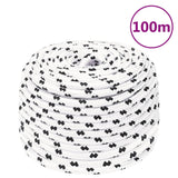 Braided Boat Rope White 6 mmx100 m Polyester - Rear View