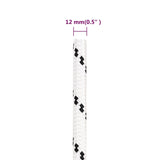 Braided Boat Rope White 12 mmx100 m Polyester - 45-Degree Angle