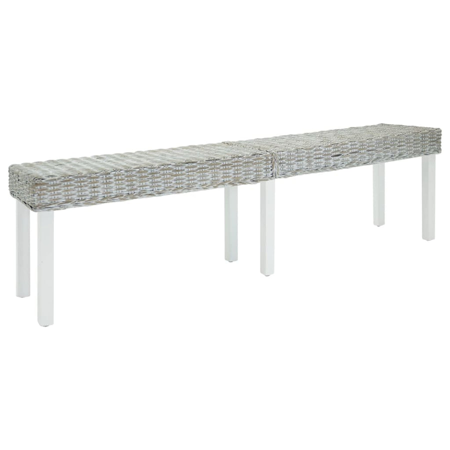 Bench White 160x35x45 cm Natural Kubu Rattan