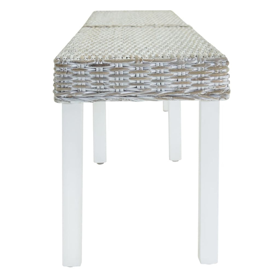 Bench White 160x35x45 cm Natural Kubu Rattan