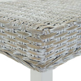 Bench White 160x35x45 cm Natural Kubu Rattan & Solid Wood Mahogany - Top-Down View