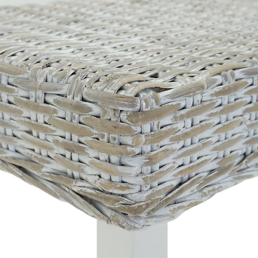 Bench White 160x35x45 cm Natural Kubu Rattan