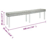 Bench White 160x35x45 cm Natural Kubu Rattan & Solid Wood Mahogany