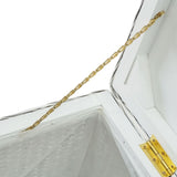 Storage Box White 110 cm Natural Kubu Rattan & Solid Wood Mahogany - 45-Degree Angle