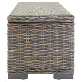 Storage Box Grey 110 cm Natural Kubu Rattan & Solid Wood Mahogany