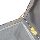 Storage Box Grey 110 cm Natural Kubu Rattan & Solid Wood Mahogany - 45-Degree Angle