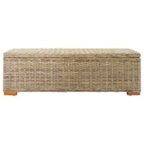 Storage Box 110 cm Natural Kubu Rattan & Solid Wood Mahogany - Front View