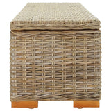 Storage Box 110 cm Natural Kubu Rattan & Solid Wood Mahogany - Side View