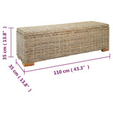 Storage Box 110 cm Natural Kubu Rattan & Solid Wood Mahogany - Rear View