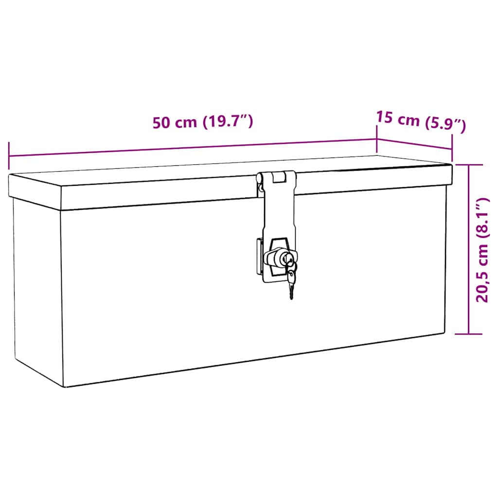 Storage Box Black 50x15x20.5 cm Aluminium