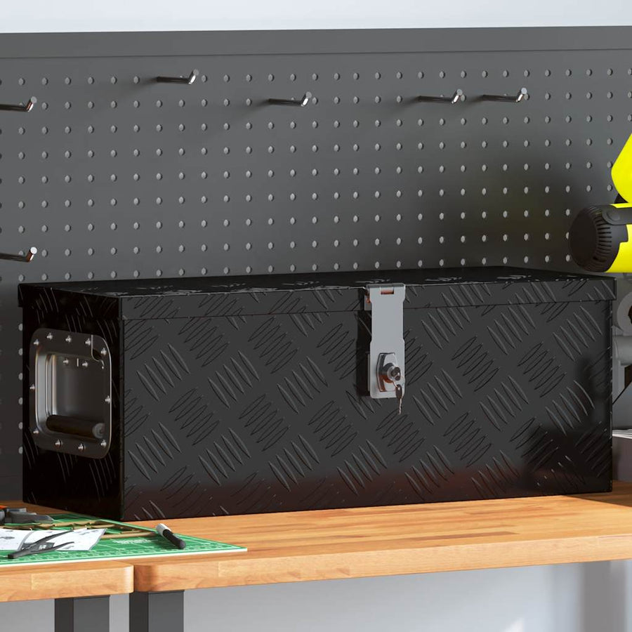 Storage Box Black 60x23.5x23 cm Aluminium