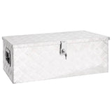 Storage Box Silver 80x39x30 cm Aluminium - Front View